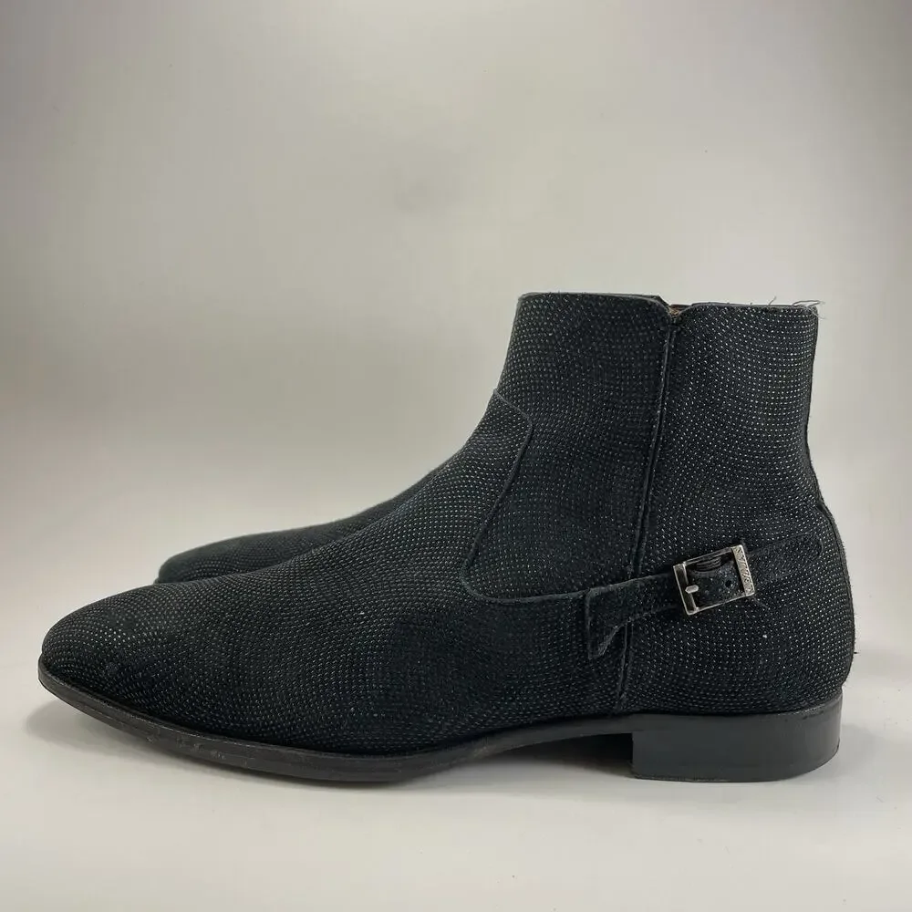 Mezlan Spain Black Suede Jodhpur Chelsea Boots Buckle Detailed Mens Size 10 M